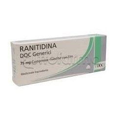 Ranitidina Doc Generici 10 Compresse Rivestite 75 mg per Bruciore e Acidità di Stomaco