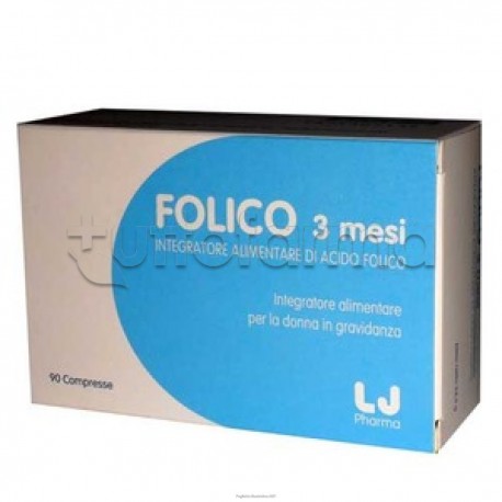 Folico 3 Mesi Integratore di Acido Folico 90 Compresse Singole