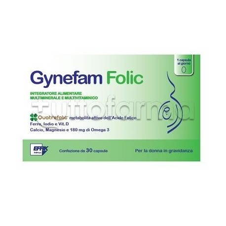 Gynefam Folic Integratore di Vitamine per Gravidanza 30 Capsule Molli