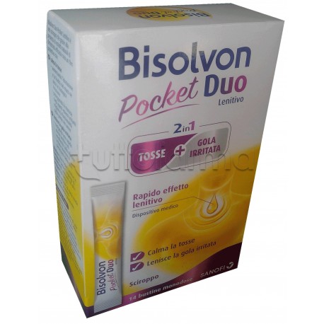 Bisolvon Duo Pocket Sciroppo per Tosse e Mal di Gola 14 Stick 10ml