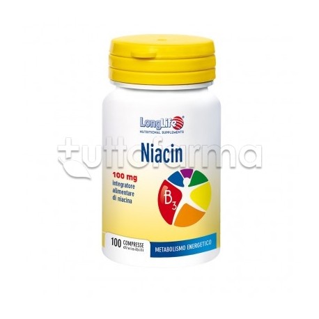 Longlife Niacin Integratore di Vitamina B3 100 Compresse 100mg