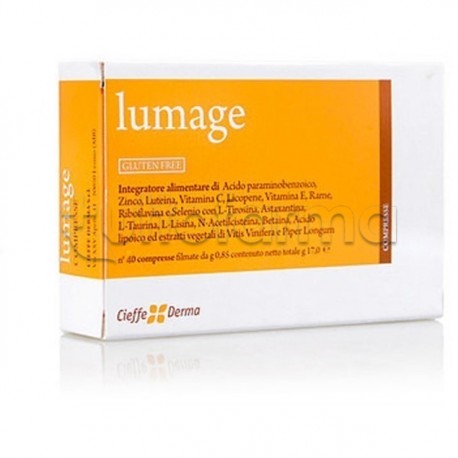Lumage Integratore per Pelle e Abbronzatura 40 Compresse Lumage Integratore per Pelle e Abbronzatura 40 Compresse