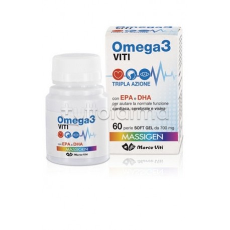 Omega 3 Viti a Tripla Azione per Cuore, Cervello e Vista 60 Perle