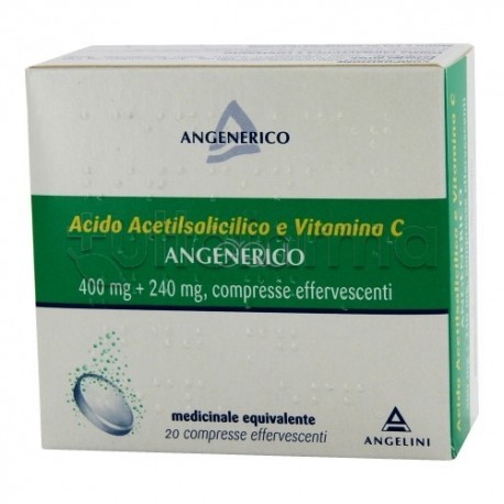 Acido Acetilsalicilico e Vitamina C Angenerico 20 Compresse Effervescenti Equivalente Aspirina C