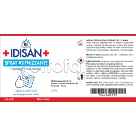 Idisan Spray Igienizzante per Mascherina Mani e Superfici 100ml