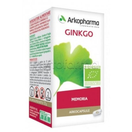 Arkocapsule Ginkgo Bio Integratore per Memoria e Circolazione 45 Capsule Arkocapsule Ginkgo Bio Integratore per Memoria e Circolazione 45 Capsule