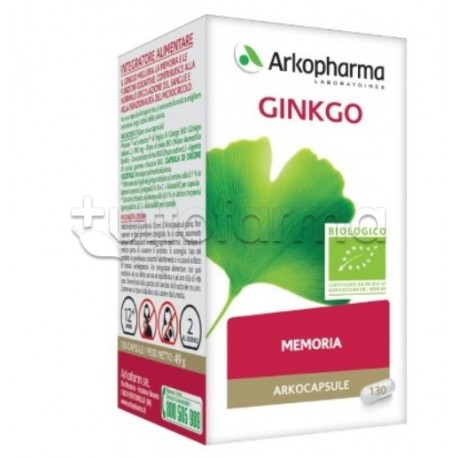 Arkocapsule Ginkgo Bio Integratore per Memoria e Circolazione 130 Capsule Arkocapsule Ginkgo Bio Integratore per Memoria e Circolazione 130 Capsule