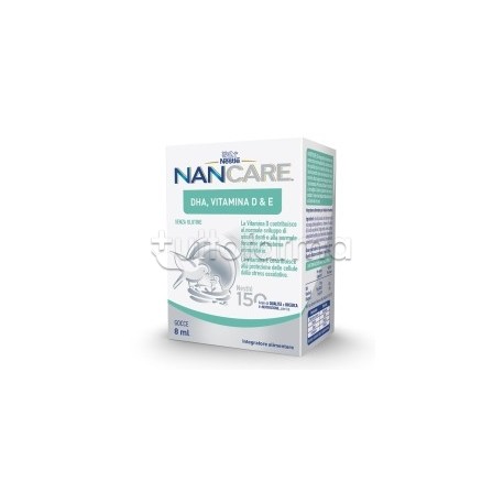 Nestlè NanCare Vitamina D, E e DHA Gocce per Bambini e Neonati 8ml
