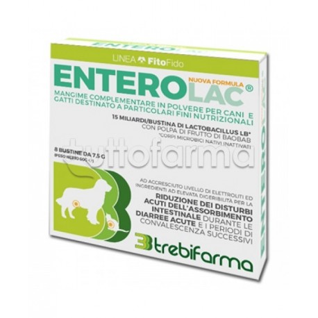 Enterolac Mangime Veterinario per la Diarrea di Cani e Gatti 8 Bustine da 7,5g Enterolac Mangime Veterinario per la Diarrea di Cani e Gatti 8 Bustine da 7,5g