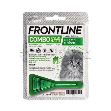 Frontline Combo Antiparassitario Veterinario per Gatti Cuccioli e Furetti 1 Pipetta da 0,5ml
