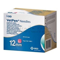 Vetpen Aghi per Penna Insulina Veterinaria Ultrafine 12mm 100 Pezzi