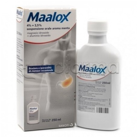 Maalox Sciroppo Sospensione Orale 250ml 4 + 3,5% per Acidità e Bruciore di Stomaco