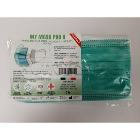 Mascherina Chirurgica Monouso a Triplo Strato My Mask Pro - Confezione 10 Pezzi - 40 Centesimi a Mascherina