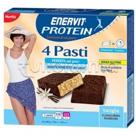 Enervit Protein 4 Barrette Sostituto Pasto Cioccolato Vaniglia 45Gr
