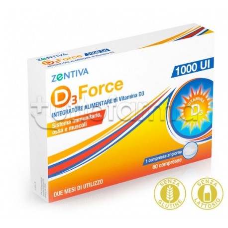 Zentiva D3 Force 1000UI Integratore per Difese Immunitarie 60 Compresse Zentiva D3 Force 1000UI Integratore per Difese Immunitarie 60 Compresse
