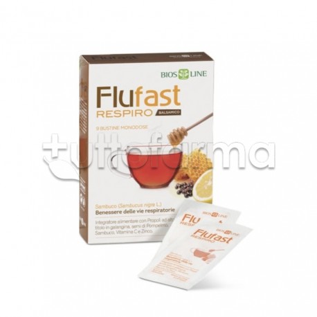 FluFast Respiro Balsamico Integratore per Raffreddore 9 Bustine