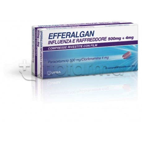 Efferalgan Influenza e Raffreddore 16 Compresse 500mg Paracetamolo + 4mg Clorfenamina
