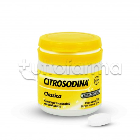 Citrosodina Masticabile Digestivo contro Pesantezza di Stomaco 30 Compresse Citrosodina Masticabile Digestivo contro Pesantezza di Stomaco 30 Compresse
