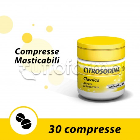 Citrosodina Masticabile Digestivo contro Pesantezza di Stomaco 30 Compresse Citrosodina Masticabile Digestivo contro Pesantezza di Stomaco 30 Compresse
