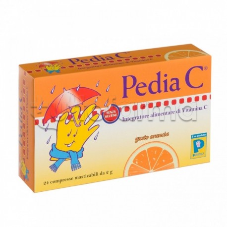 Pedia C Integratore per Bambini con Vitamina C Gusto Arancia 24 Compresse Masticabili