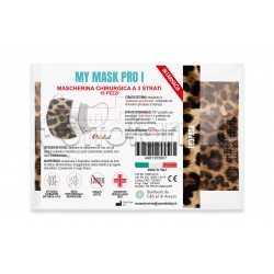 Mascherina Chirurgica per Adulti a Triplo Strato Leopardo - Confezione 10 Pezzi - 40 Centesimi a Mascherina