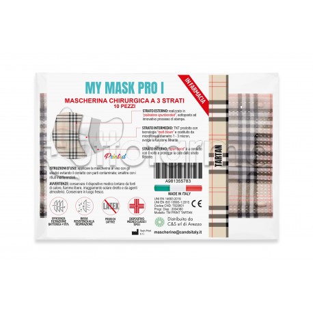 Mascherina Chirurgica per Adulti a Triplo Strato Tartan- Confezione 10 Pezzi - 40 Centesimi a Mascherina