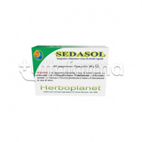 Herboplanet Sedasol Integratore per Rilassamento Mentale 60 Compresse Herboplanet Sedasol Integratore per Rilassamento Mentale 60 Compresse