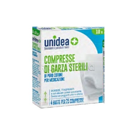 Unidea Garza in Cotone 10 x 10cm per Medicazioni 100 Pezzi
