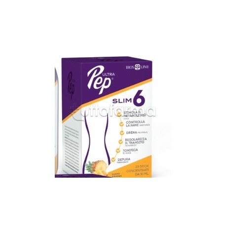 Bios Line Ultra Pep Slim 6 Integratore per Controllo del Peso Gusto Ananas 20 Stick Bios Line Ultra Pep Slim 6 Integratore per Controllo del Peso Gusto Ananas 20 Stick