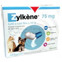 Zylkene 75mg Integratore Veterinario per Stress di Cani e Gatti 20 Capsule Zylkene 75mg Integratore Veterinario per Stress di Cani e Gatti 20 Capsule