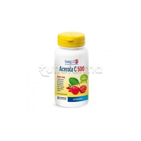 Longlife Acerola C500 Integratore con Vitamina C Gusto Limone 30 Compresse Longlife Acerola C500 Integratore con Vitamina C Gusto Limone 30 Compresse