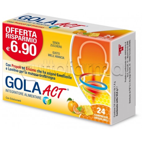 Gola ACT Integratore per la Gola Miele e Arancia 24 Compresse Orosolubili