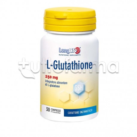 Longlife L-Glutathione 250mg Integratore Antiossidante 30 Compresse Longlife L-Glutathione 250mg Integratore Antiossidante 30 Compresse