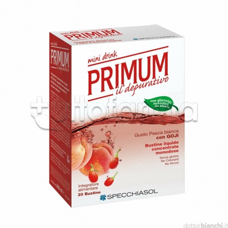 Specchiasol Primum Depurativo Mini Drink 20 Bustine Liquide Gusto Pesca e Goji Specchiasol Primum Depurativo Mini Drink 20 Bustine Liquide Gusto Pesca e Goji