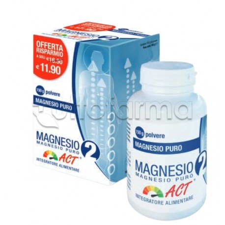 Magnesio 2 ACT Magnesio Puro Integratore di Sali Minerali Polvere Barattolo 150g