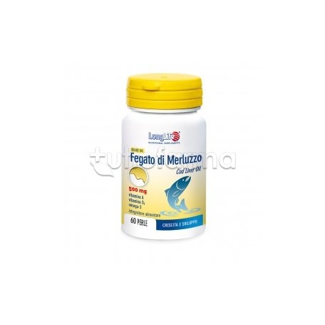 Longlife Olio di Fegato di Merluzzo 500mg Integratore con Omega 3 60 Perle