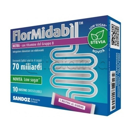 Sandoz FlorMidabil Ultra Integratore Flora Intestinale con Vitamina B 10 Bustine