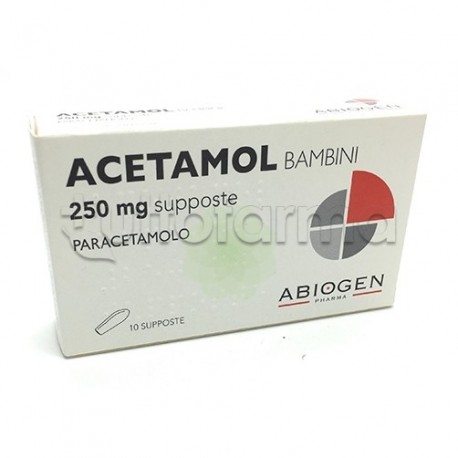 Acetamol Bambini 10 Supposte Paracetamolo 250 mg per Bambini dai 10 ai 20kg