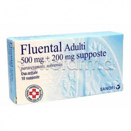 Fluental Adulti 10 Supposte 500 mg + 200 mg per Febbre e Catarro