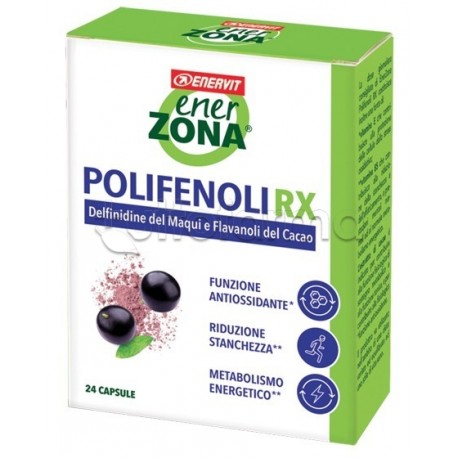 Enerzona Polifenoli Rx Integratore Antiossidante per Stanchezza e Concentrazione 24 Capsule