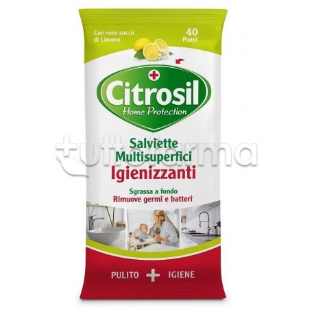 Citrosil Home Protection Salviette Igienizzanti Multisuperfici Aroma Limone 40 Pezzi