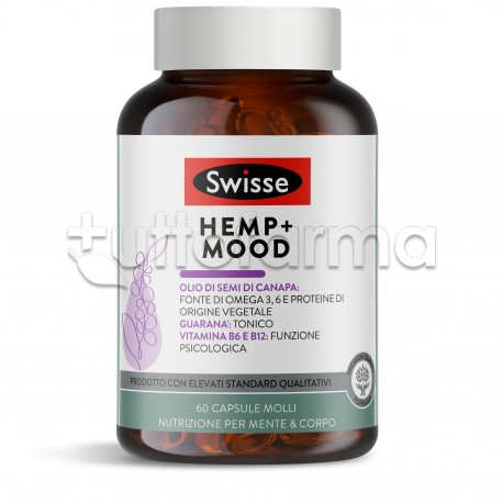 Swisse Hemp+ Mood Integratore Tonico per Benessere Fisico e Mentale con Olio di Semi di Canapa 60 Capsule Molli