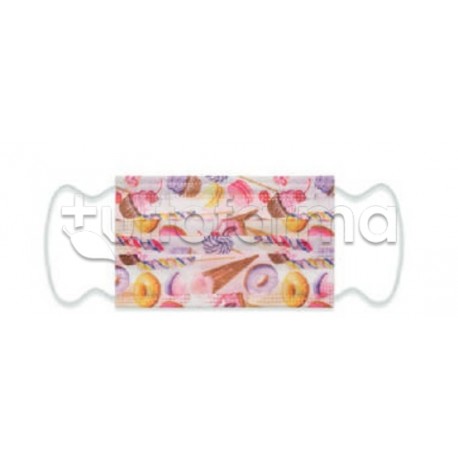 Mascherina Chirurgica per Bambini Monouso a Triplo Strato Dolcetti-Confezione 10 Pezzi - 40 Centesimi a Mascherina