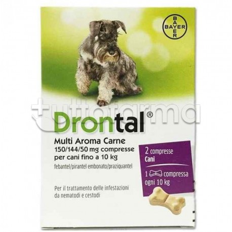 Drontal Multi Aroma Carne Farmaco Veterinario Infestazioni Intestinali dei Cani 2 Compresse