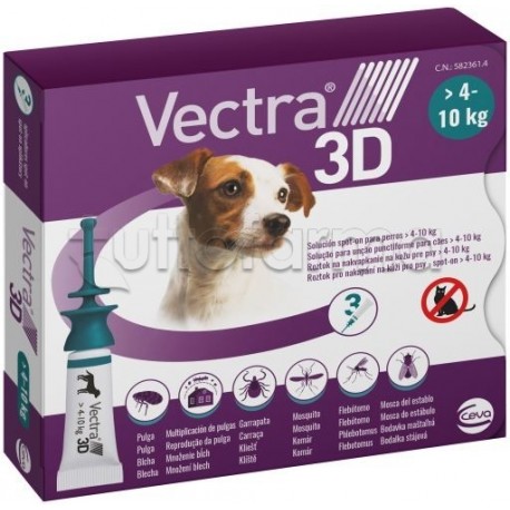 Vectra 3D Antiparassitario Veterinario per Cani 4-10Kg 3 Pipette