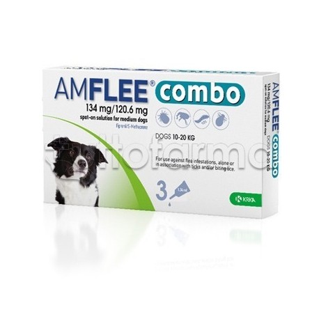 Amflee Combo Antiparassitario Veterinario per Cani 10-20Kg 3 Pipette
