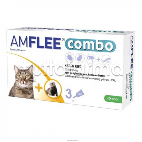 Amflee Combo Antiparassitario Veterinario per Gatti e Furetti 3 Pipette