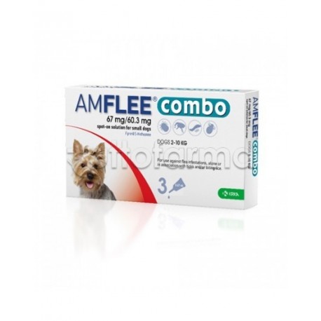 Amflee Combo Antiparassitario Veterinario per Cani 2-10Kg 3 Pipette
