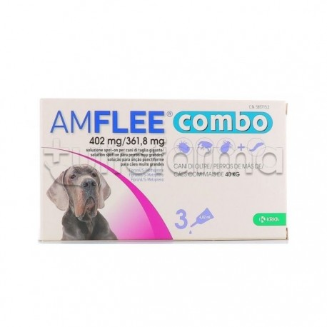 Amflee Combo Antiparassitario Veterinario per Cani Oltre 40Kg 3 Pipette