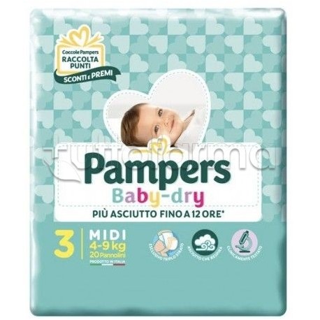 Pampers Baby Dry Midi Pannolini per Bambini Taglia 3 (4-9Kg) 20 Pezzi